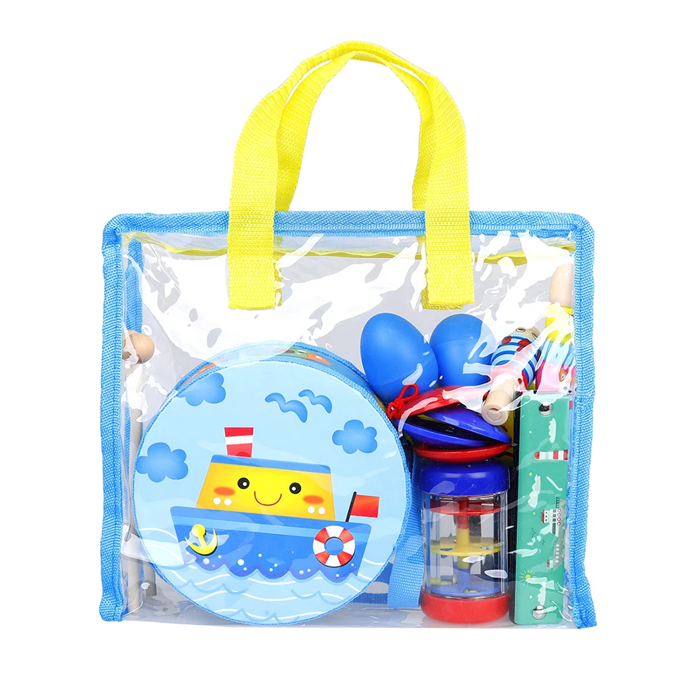 8Pcs Kids Musical Toy Set Children Early Education Rhythm Musical Instruments Color Toys Toddler Christmas Gift With Carry Bag