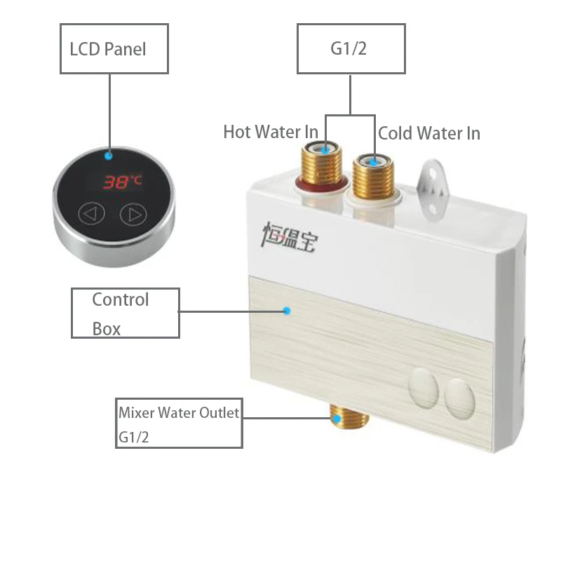 Imagem -04 - Misturador Termostático de Torneiras de Banheiro Smart Touch Sistema de Chuveiro Redondo Painel de Parede Display Digital Chave de Temperatura Torneiras Lcd