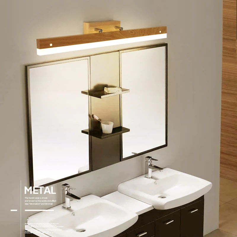 Imagem -04 - Modern Led Mirror Light para Banheiro e Maquiagem Lâmpadas de Parede de Madeira Nordic Fixture 10w Ac90260v