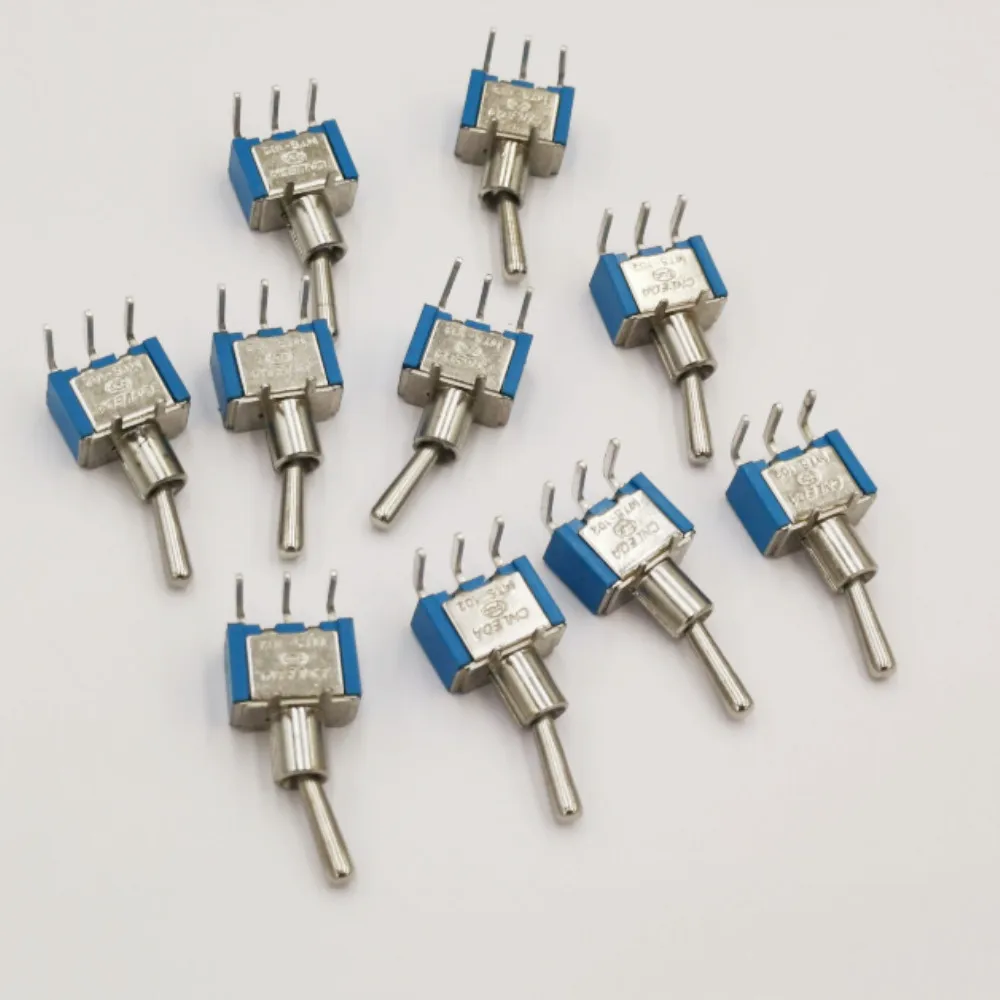 10PC  6A/250VAC on/on 2 Way SPDT Right Angle 3 Pins PCB Mount Toggle Switch