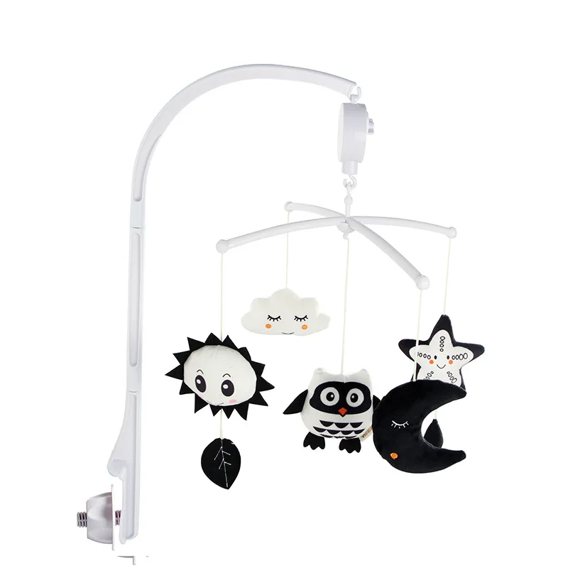 Baby Mobile Rattles Toy Newborn Music Box Black and White Animal Bed Bell Infant Crib Clockwork Mobile Hanging Toys 0 12 Months