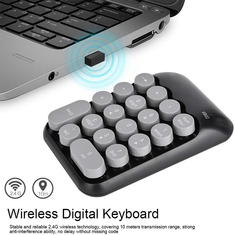 Wireless  Numeric Keypad Type C, 2.4G Portable 18-Key USB C Mini Number Pad Keypad with Type-C Receiver Compatible PC ,MacBook