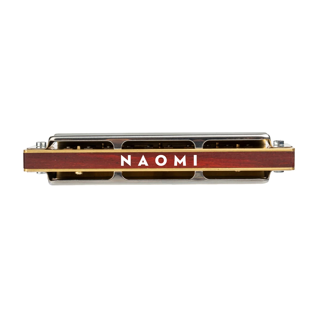 NAOMI Classic Blues Harmonica Key of C 10 Holes 20 Tones Mouth Organ C Rosewood/Arcylic/Sandalwood For Adult Professional