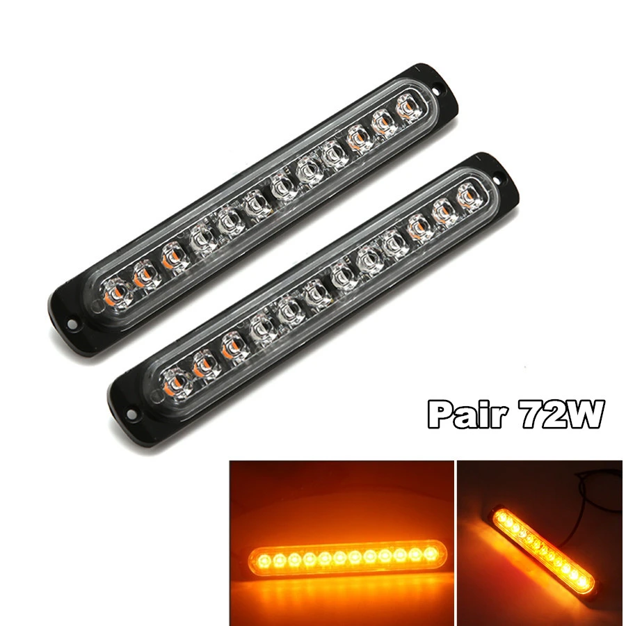 

2 Pieces Amber 12 LED 36W for Car Truck Emergency Beacon Light bar for Warning Hazard Flash Strobe