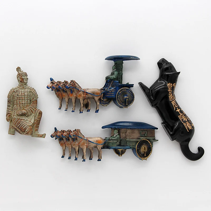 Terracotta Warriors Qin Dynasty Ancient China Souvenirs 3D Fridge Magnet Hufu Souvenir Collection Xi'an Shaanxi Collection Gift-image