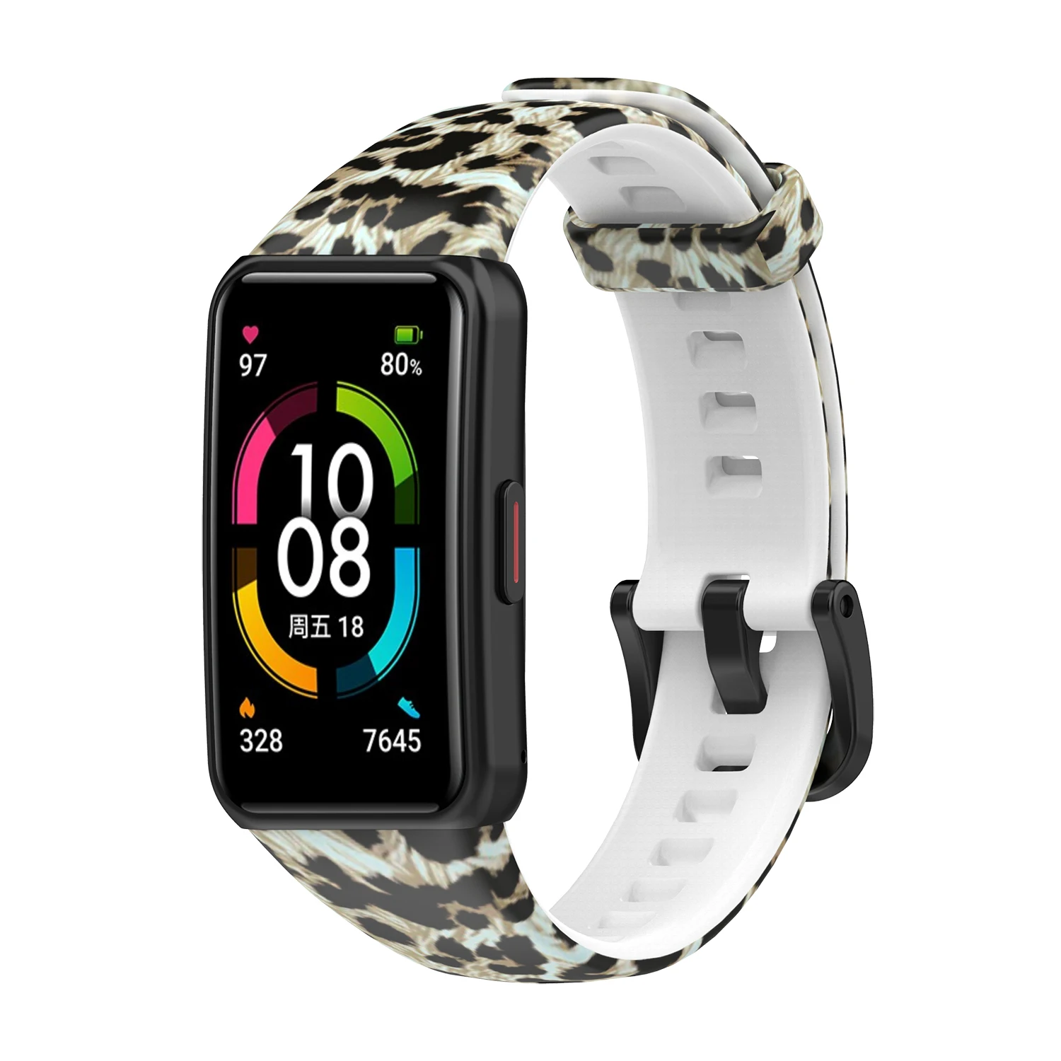 Printed Silicone Wrist Strap For Huawei Band 6/Honor Band 6 Smart Bracelet Wristband Accessories