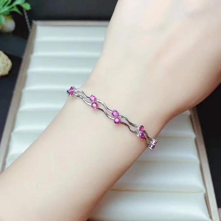 KJJEAXCMY Fine Jewelry 925 Sterling Silver inlaid gemstone garnet women's hand bracelet popular Gift support test hot selling