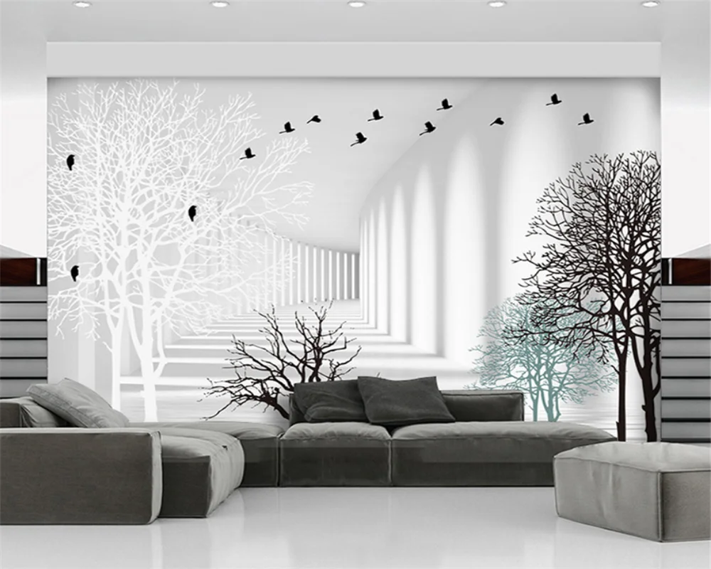 beibehang papel de parede Customized modern new living room abstract woods 3D corridor TV background wallpaper papier peint