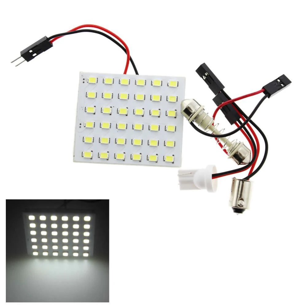 LED Auto Dome Panel Light Car Interior Reading Lamp Roof Bulb With T10   C5W Festoon 2 Adapter Base 36SMD 2PCS