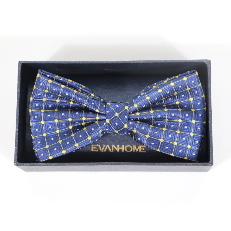 

New Fashion Vintage Blue Plaid Men's Bow Tie Mariage Party Dress Butterfly Bowtie for Wedding Gifts Without Box