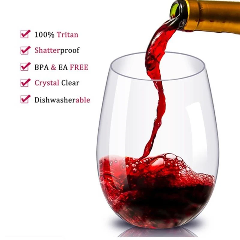 4pc/set Unbreakable PET Red Wine Glass Totally Transparent Fruit Juice Beer Cup Shatterproof Plastic Glasses Cups Bar Home