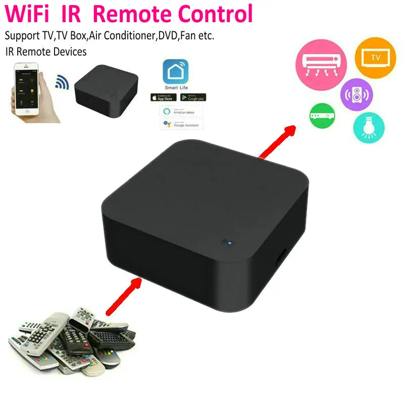 

WiFi IR Infrared Remote Control for TV Air Conditioner Fan DVD Lights etc. for Alexa Google Assistant Voice control