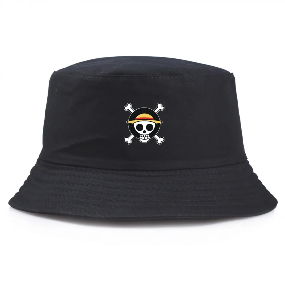 Anime One Piece Print Bucket Hats Unisex Fashion Women Men Breathable Casual Hip Hop Fisherman Hat Foldable Outdoor Sun Cap