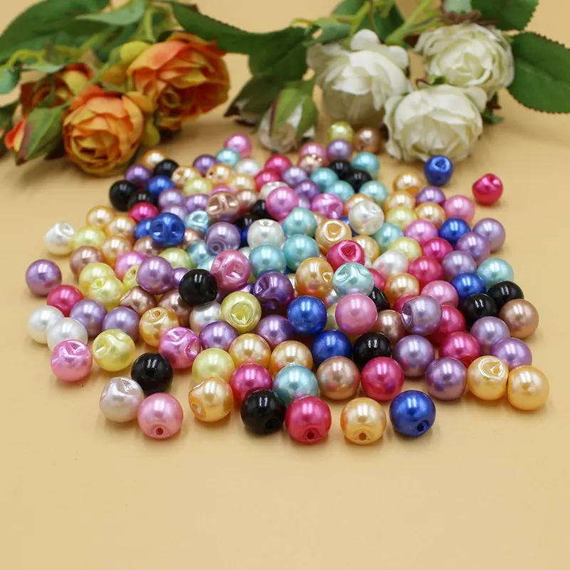 50pcs/lot 6/8/10/12mm Sewing supplies pearl buttons sdark hole plastic Decorative Buttons decorative buttons diy accessories