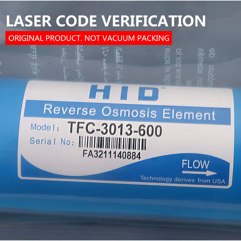 Sistema de ósmosis inversa de membrana RO de flujo de 600G, elemento de filtro HID comercial de FTC-3013-600 galones, cartucho purificador de agua de moneda