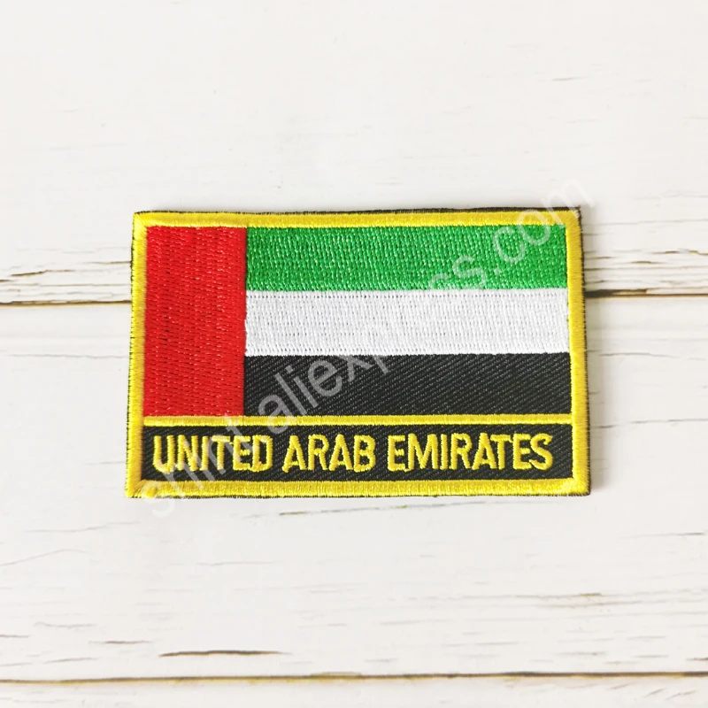 United Arab Emirates National Flag Embroidery Patches Badge Shield And Square Shape Pin One Set On The Cloth Armband   Backpack