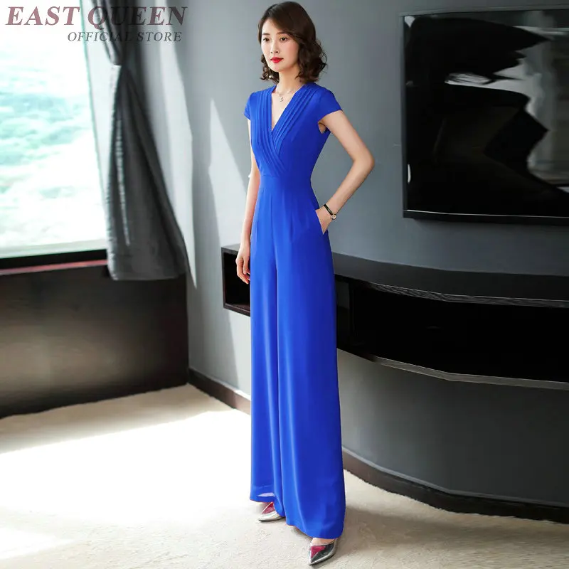 Elegant Jumpsuits For Women 2019 Summer Short Sleeve V Neck Overalls Paysuits Chiffon Wide Leg Office Wear Jumpsuit 2019 DD2278