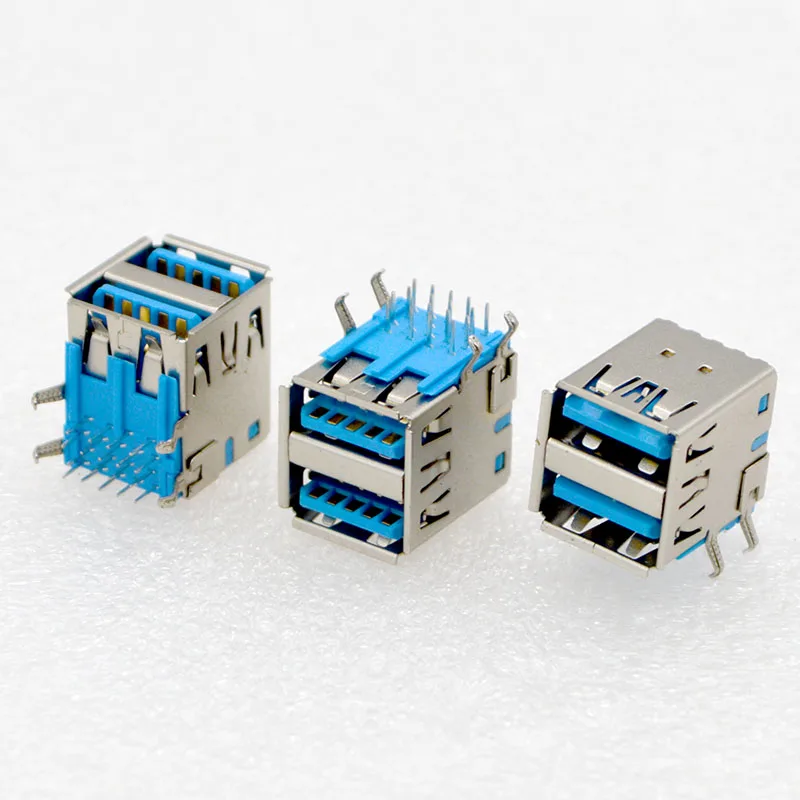 

10PCS NEW 3.0 USB AF Connector Type A 90 Degree PCB Double USB 3.0 Socket interface Female Connector Special Wholesale