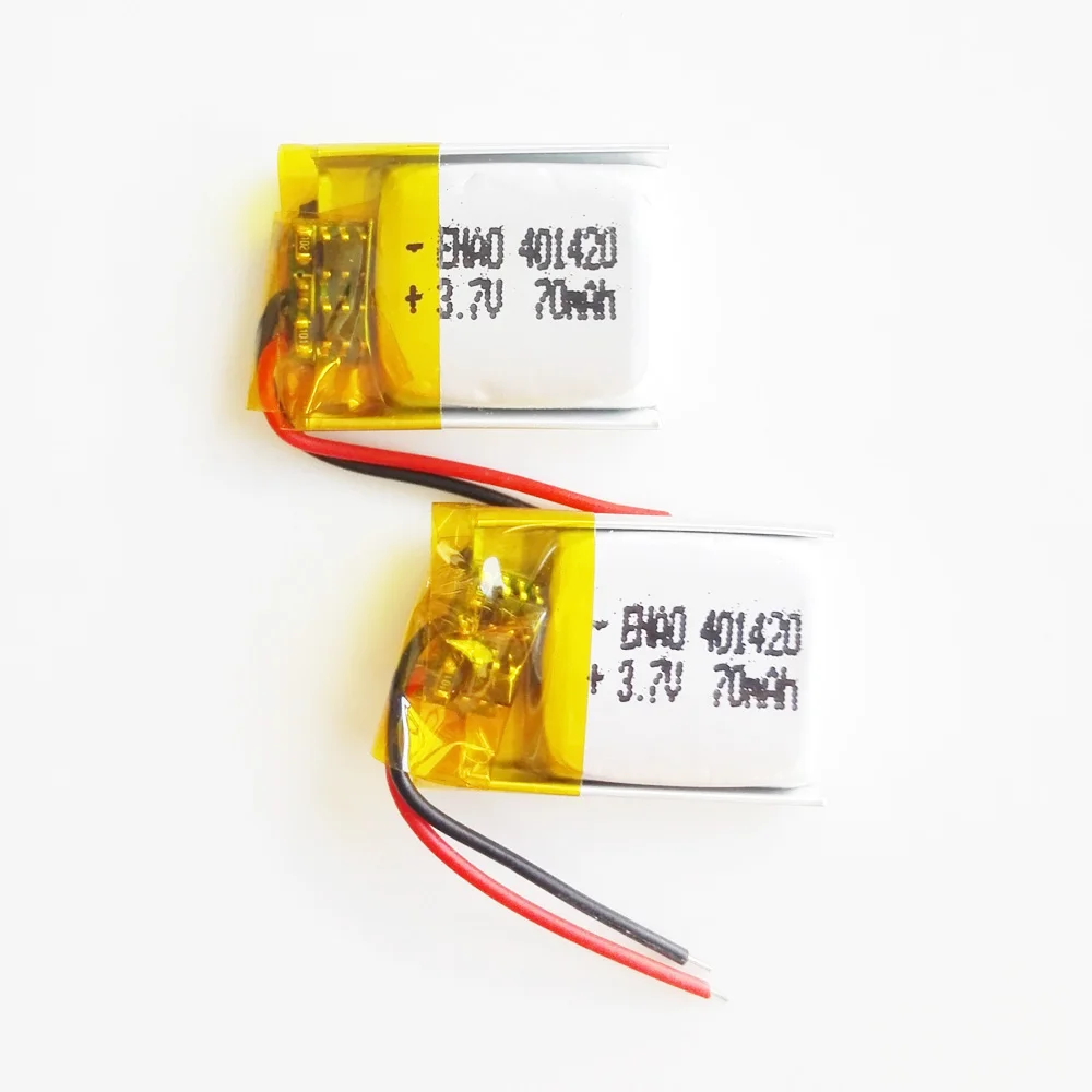 2 sztuk 3.7V 70mAh litowo-polimerowa Lipo akumulator 401420 li-poly dla MP3 GPS zestaw słuchawkowy Bluetooth słuchawki wideo pióro