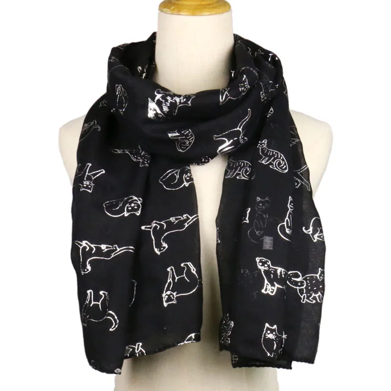 NEW loveliness Hot stamping kitty printing scarves woman scarf Outdoor Muslim turban thin fashion neckerchief Shawl, Wrap