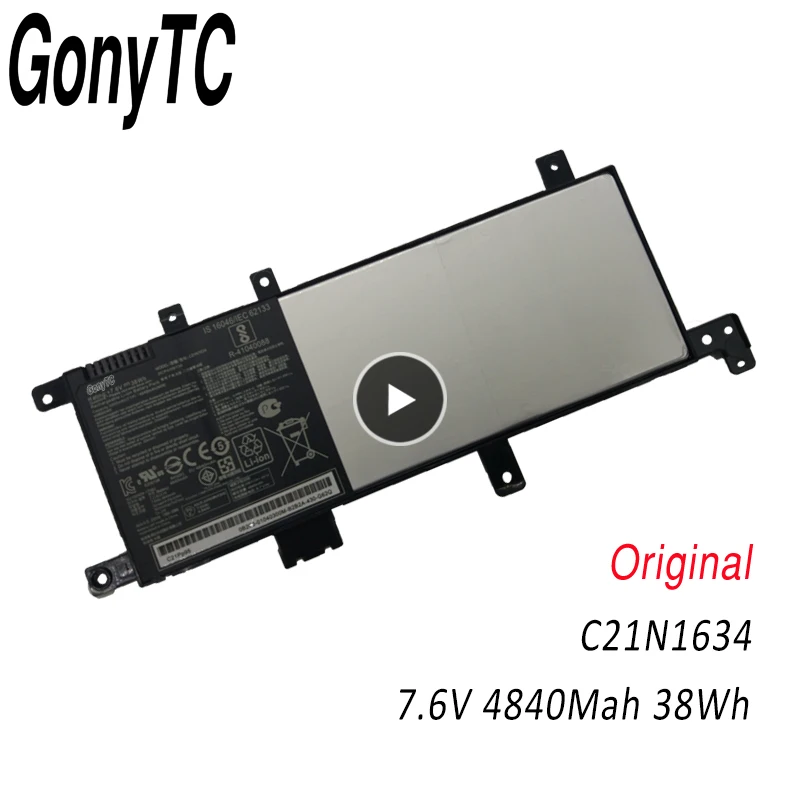 GONYTC C21N1634 7.6V 38Wh Original Laptop Battery For Asus Vivobook R542UR R542UR-GQ378T  2ICP4/59/134 Genuine Notebook