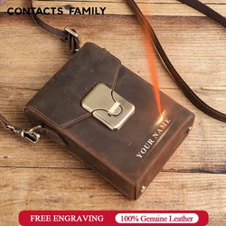 CONTACTS FAMILY Vintage Men's Crossbody Shoulder Bag for iPhone 16 15 14 pro Max Purse Hasp Handbags 5.4/6.1/6.9 inch Cellphone