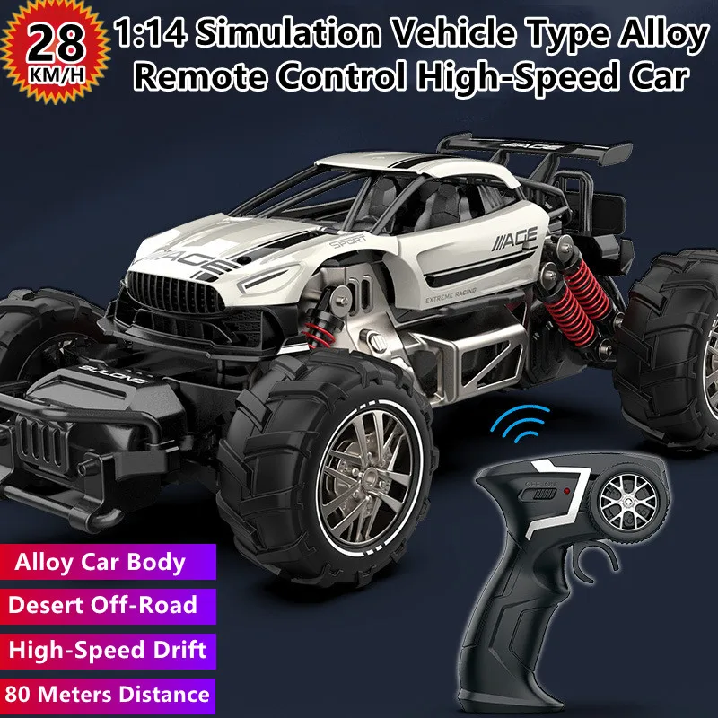 1:14 Desert Off-Road Alloy Body Radio Control Racing Car 25Mins Independent Shock Absorber Anti-Collision Design RC Truck Model