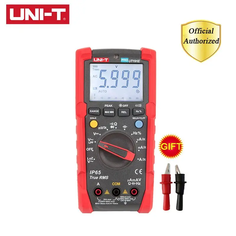 

UNI-T UT191E/UT191T Professional Digital Multimeter True RMS AC DC Voltage Ampere Ohm Meter Waterproof Dustproof Diode Tester