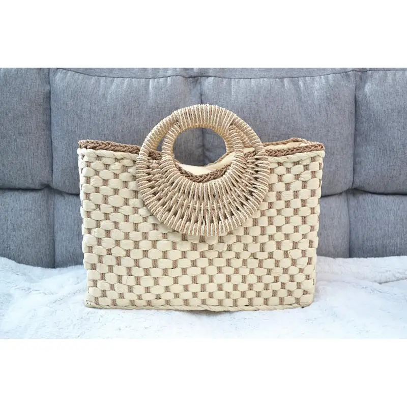 44cm Women\'s Summer Paper Woven Bag Summer Handbag Beach Bag a6223