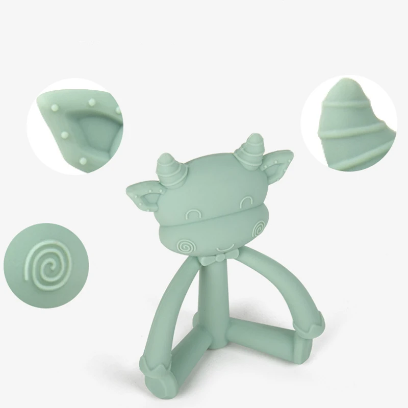 Stereoscopic Sheep Cow Cartoon Food Grade Silicone DIY Baby Teethers BPA Free Infant Newborn Boy Girl Cute Cartoon Chew Chew Toy