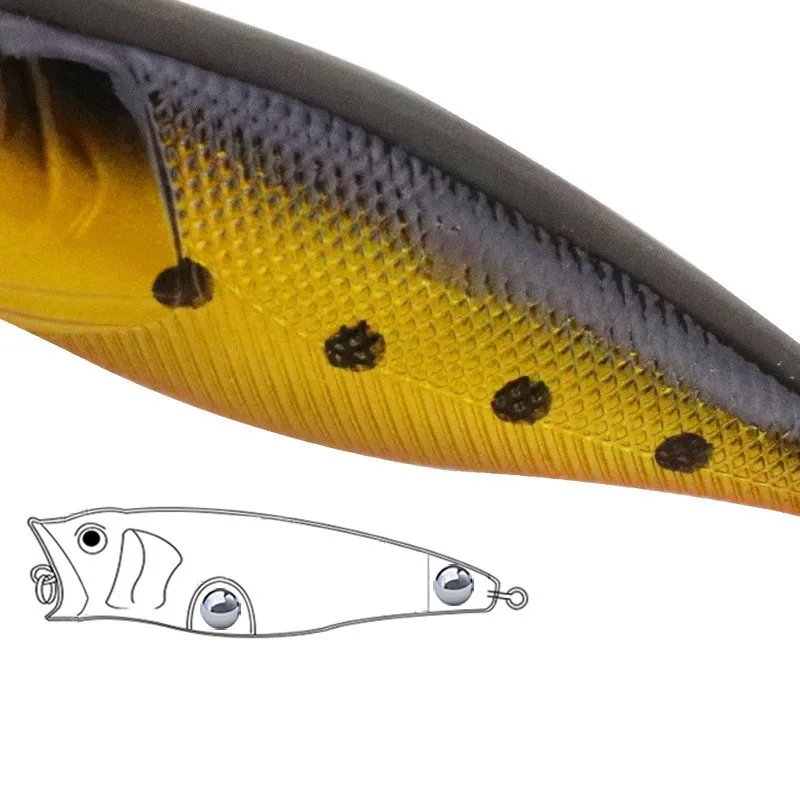 Angelköder Boom Popper Laut Stahlkugeln Bauen Sie harten Köder 7 cm/8,5 g Poper Kunstköder Top Water 1 Stück Verkauf – Detail 4