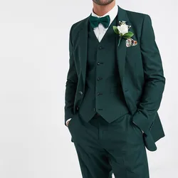 Man Suits Green Groom Tuxedos Blazer Slim Fit Wedding Dress  Jacket Vest Pants 3 Piece For Men  Handsome Costume Homme Custom