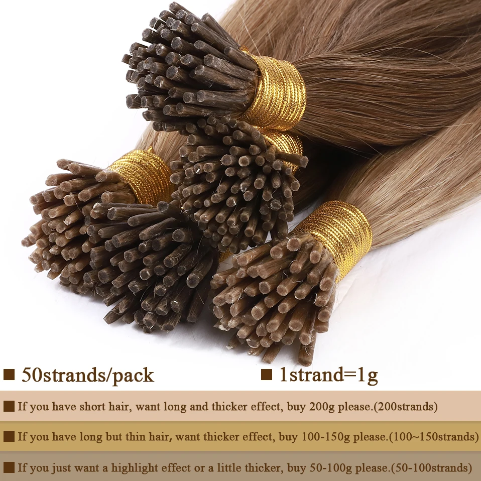 S-noilite-extensiones de cabello Microlink, 50 piezas, 1 g/h, pelo humano liso, fusión de queratina, Micro anillo, pelo rubio preadhesivo