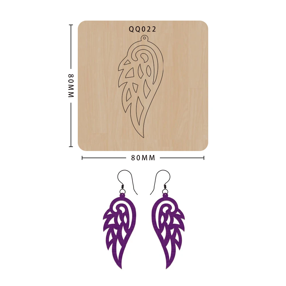 Die Cutting Knife Wood Mold, DIY Irregular Feather Earrings, Scrapbook Decor Mold Template for  Big Shot Machines