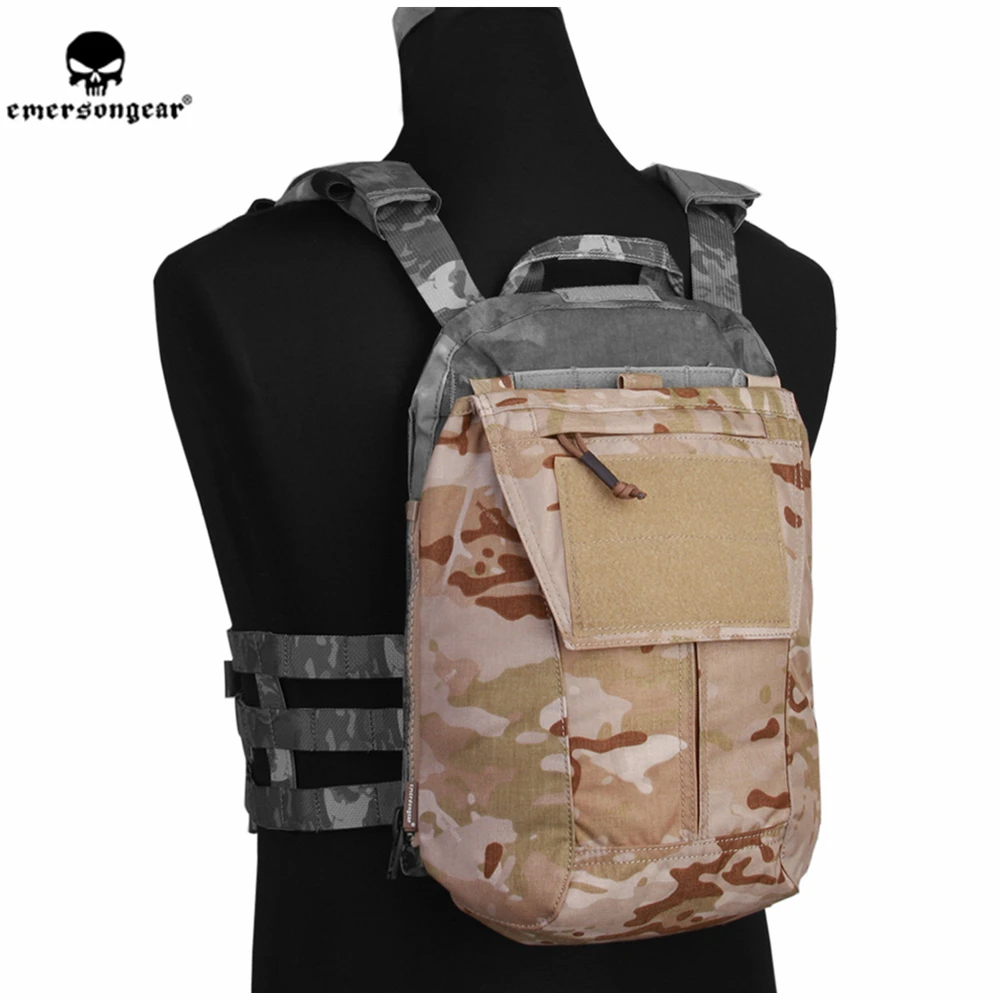 Emersongear Tactical Pouch Zip-ON Panel Plate Carrier Pouch Backpack Bag AVS JPC 2.0 CPC Tactical Vest Backpack Bag Pouch