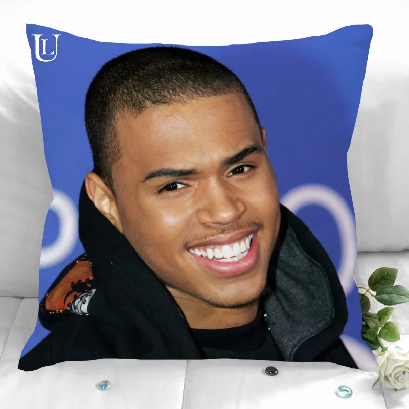 New Chris Brown Pillowcase Wedding Decorative Pillow Case Customize Gift For Pillow Cover 35X35cm,40X40cm(One Sides)