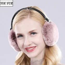 Women Winter Outdoor Warm Soft Rex Rabbit Fur Earmuffs Real Rex Rabbit Fur Earmuff Lovely Girl Genuine Rex Rabbit Fur Ear-cap