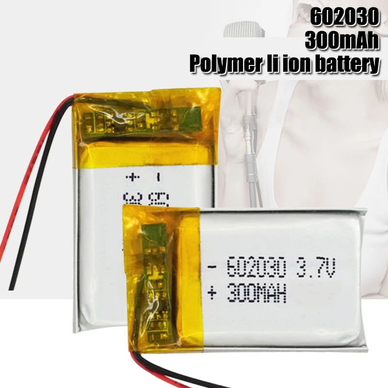 3.7V 300mAh Li-ion Battery 602030 Lithium Polymer Rechargeable Battery for MP3 MP4 bluetooth speaker GPS walkie-talkie razor