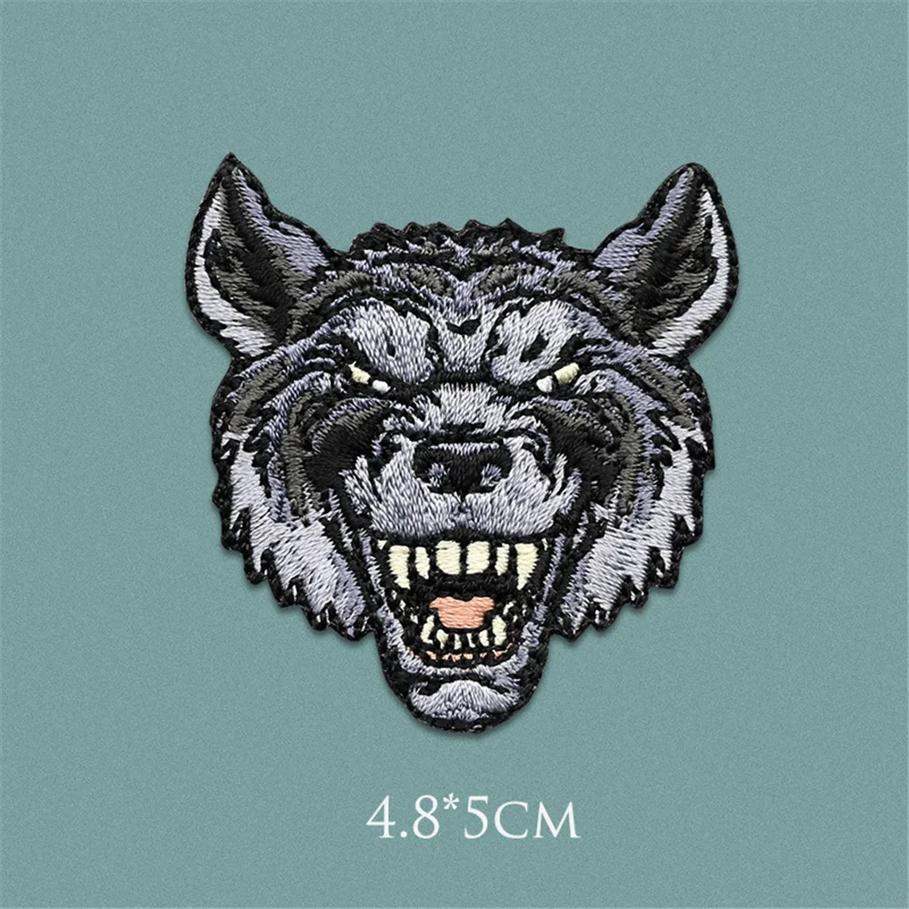 Scary Embroidery Tiger Lion Bear Wolf Patches Iron On Applique for Clothes DIY Craft Accessory Great Quality Fabric Sticker