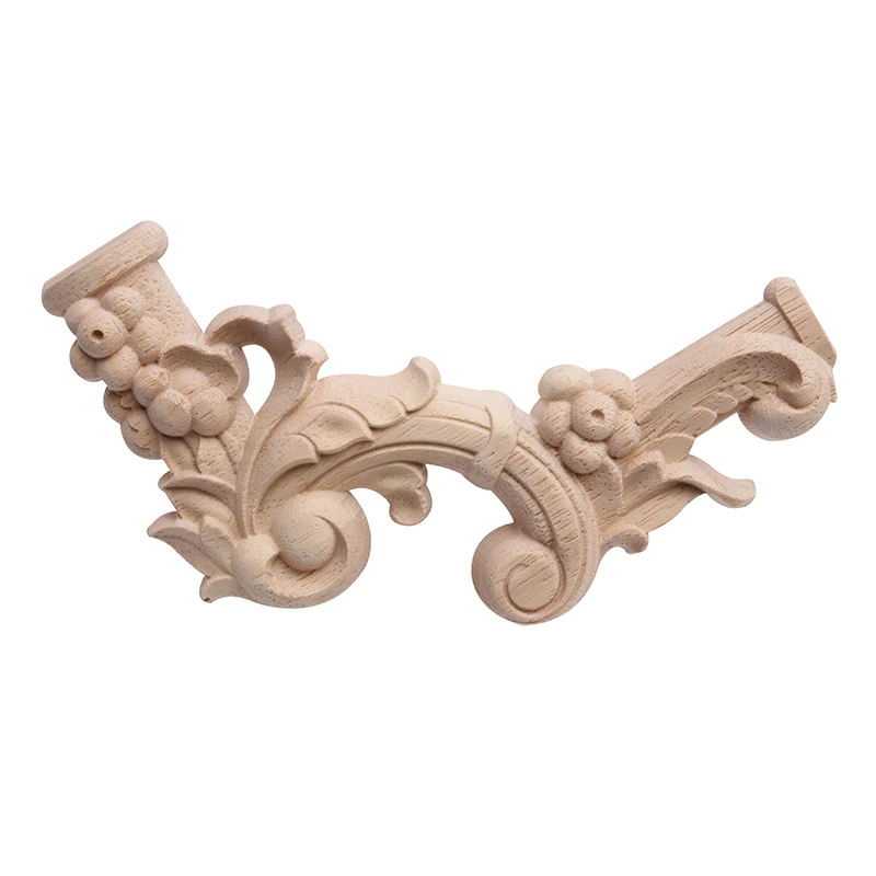 Wood Figurines Onlay Wood Decal Wood Applique Carved Retro Antique Large Long Floral Rubber Wood Window Cabinet Home Furniture