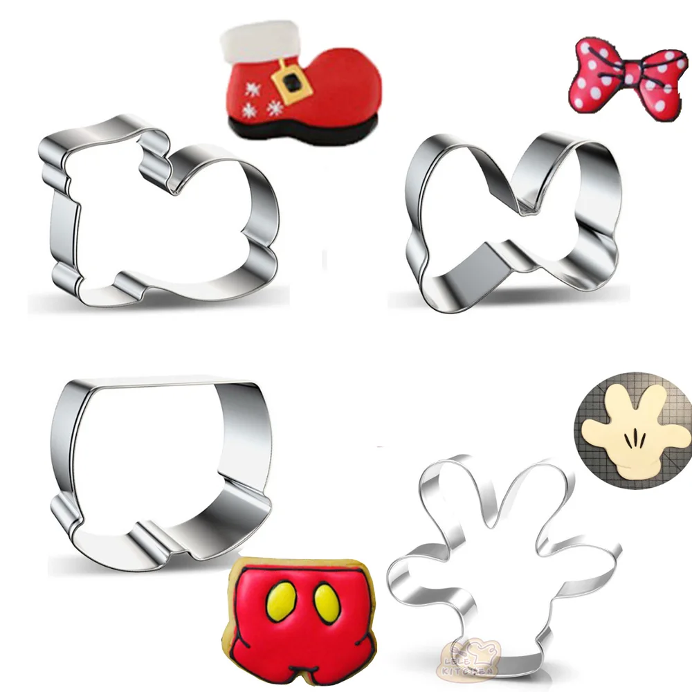 

Cartoon Bowknot Mouse shoe hand Stainless Steel Cookie Cutter Cookware Biscuit Mold Fondant Cake Tools Baking Mold DIY