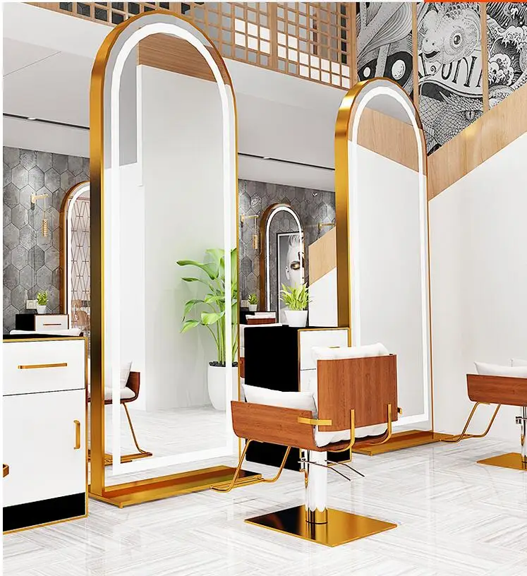 Web celebrity beauty salon mirror stage barbershop simple floor-to-ceiling mirror hair salon wall hanging wall European style cu