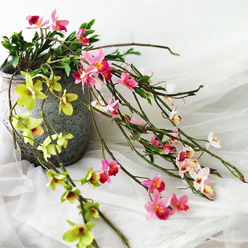 High-Quality Artificial Spider Orchid Simulation Dendrobium Branch Plastic Artificial Flower Living Room Club House Deco Plants