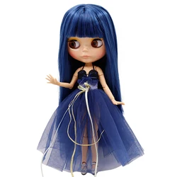 ICY DBS factory Blyth doll blue long straight hair tan skin joint body shiny face DIY SD gift toy