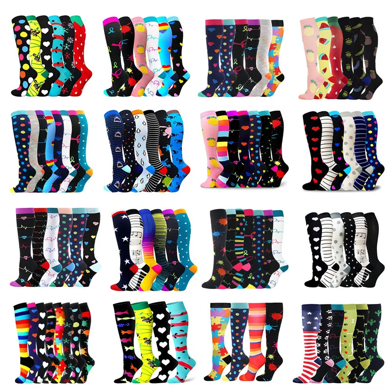 3/6 Pairs Compression Socks Women&Men 20-30mmHg Running Travel Cycling Pregnant Nurse Edema Compression Circulation Stocking