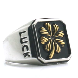 Unisex 316L Stainless Steel Good Luck Clover Ring