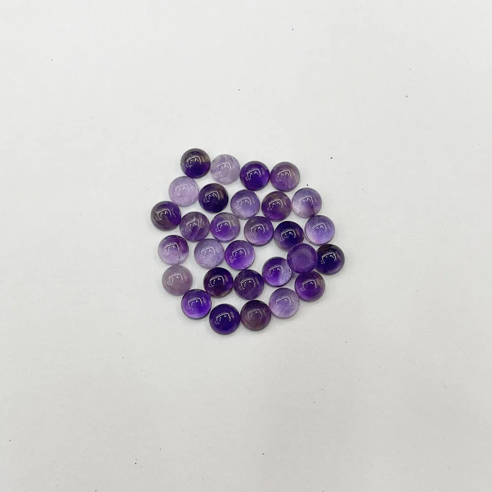 fashion amethysts natural stone 5mm Single arc round cabochon beads for jewelry making 50Pc/lot charm Ring accessories no hole