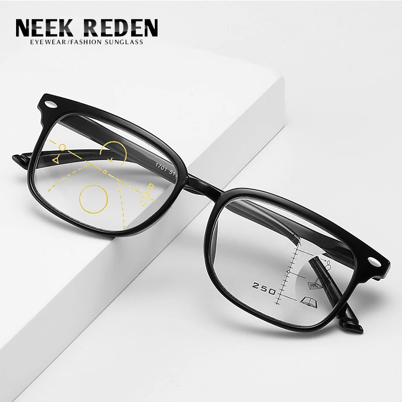 Progressive Glasses Multifocal Reading Eyeglasses Men Anti Blue Ray Magnifier Eyewear Women Transparent Resin Glasses