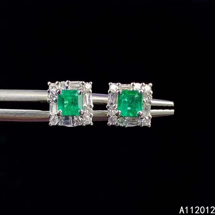 

KJJEAXCMY fine jewelry 925 silver natural Emerald new girl popular earrings ear stud support test Chinese style with box