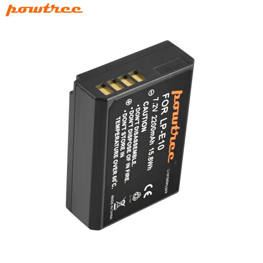 Powtree 2200mAh LP-E10 LP E10 LPE10 batteria per fotocamera digitale per Canon 1100D 1200D 1300D Rebel T3 T5 KISS X50 X70 batteria